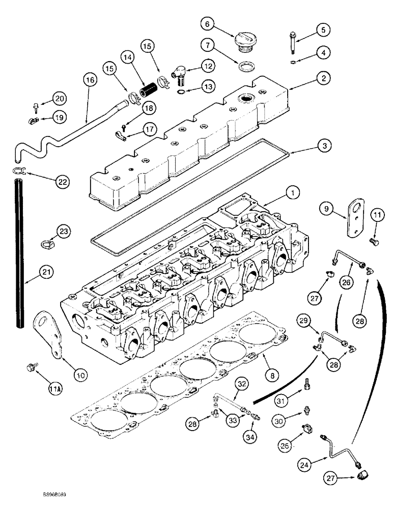 Схема запчастей Case 1150E - (2-034) - CYLINDER HEAD COVER, 6-830 ENGINE, 6T-830 ENGINE (02) - ENGINE