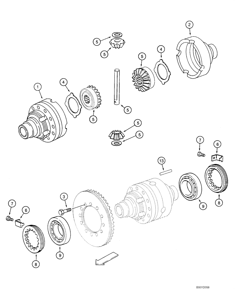 Схема запчастей Case 585G - (06-08) - AXLE, REAR DRIVE - DIFFERENTIAL (06) - POWER TRAIN