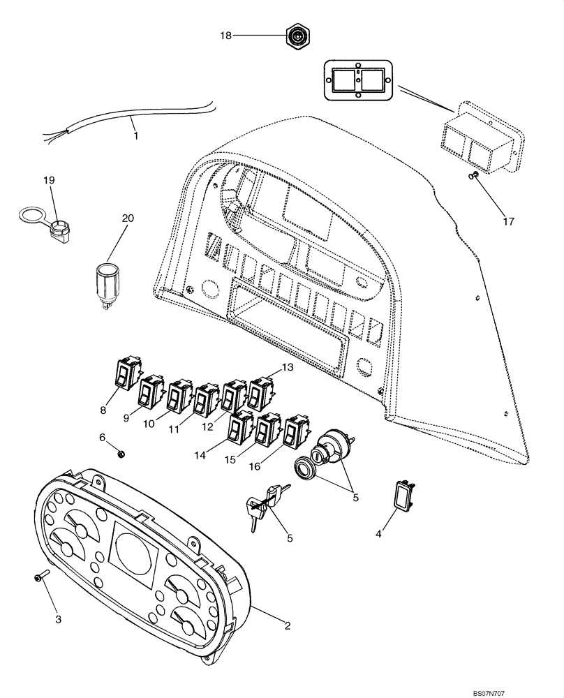 Схема запчастей Case 850L - (04-13) - HARNESS, FRONT CONSOLE AND SWITCHES - CAB (04) - ELECTRICAL SYSTEMS
