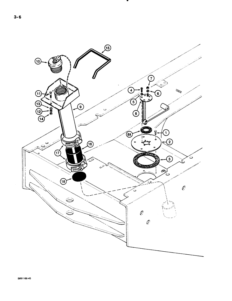 Схема запчастей Case 621 - (3-06) - FUEL TANK FILLER AND SENDER, PRIOR TO P.I.N. JAK0020901 (03) - FUEL SYSTEM