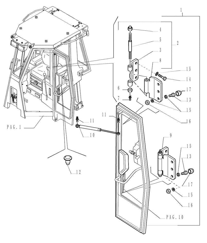 Схема запчастей Case 1850K - (9.653[32]) - ROPS CAB - DOOR - OPTIONAL CODE 784110191 (19) - OPTIONS