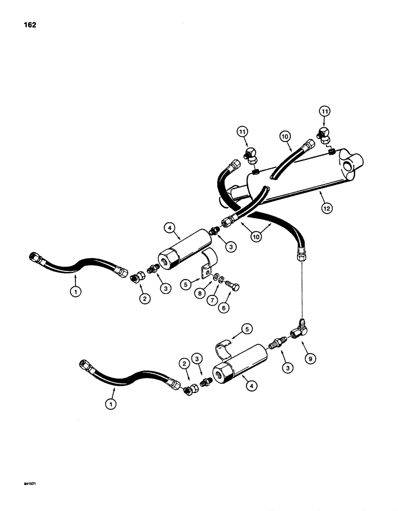 Схема запчастей Case 880D - (162) - WRIST-O-TWIST HYDRAULIC LINES (07) - HYDRAULIC SYSTEM