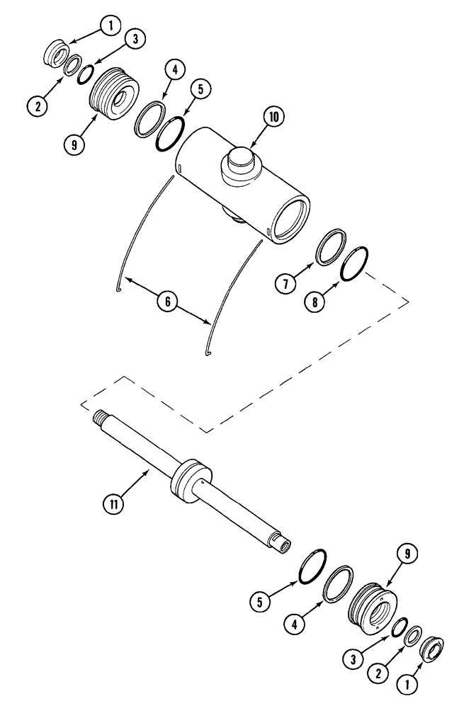 Схема запчастей Case 380B - (5-14) - POWER STEERING CYLINDER - ADJUSTABLE FRONT AXLES (05) - STEERING