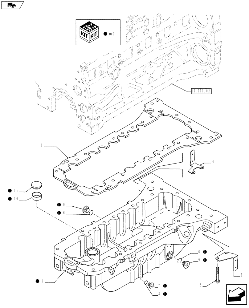 Схема запчастей Case F4DFE6132 A002 - (10.102.01) - ENGINE OIL SUMP (2853795) (10) - ENGINE