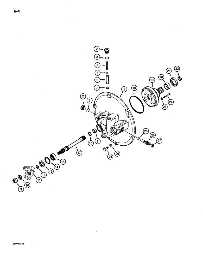 Схема запчастей Case 650 - (6-04) - TORQUE CONVERTER HOUSING, PUMP, AND OUTPUT SHAFT (06) - POWER TRAIN
