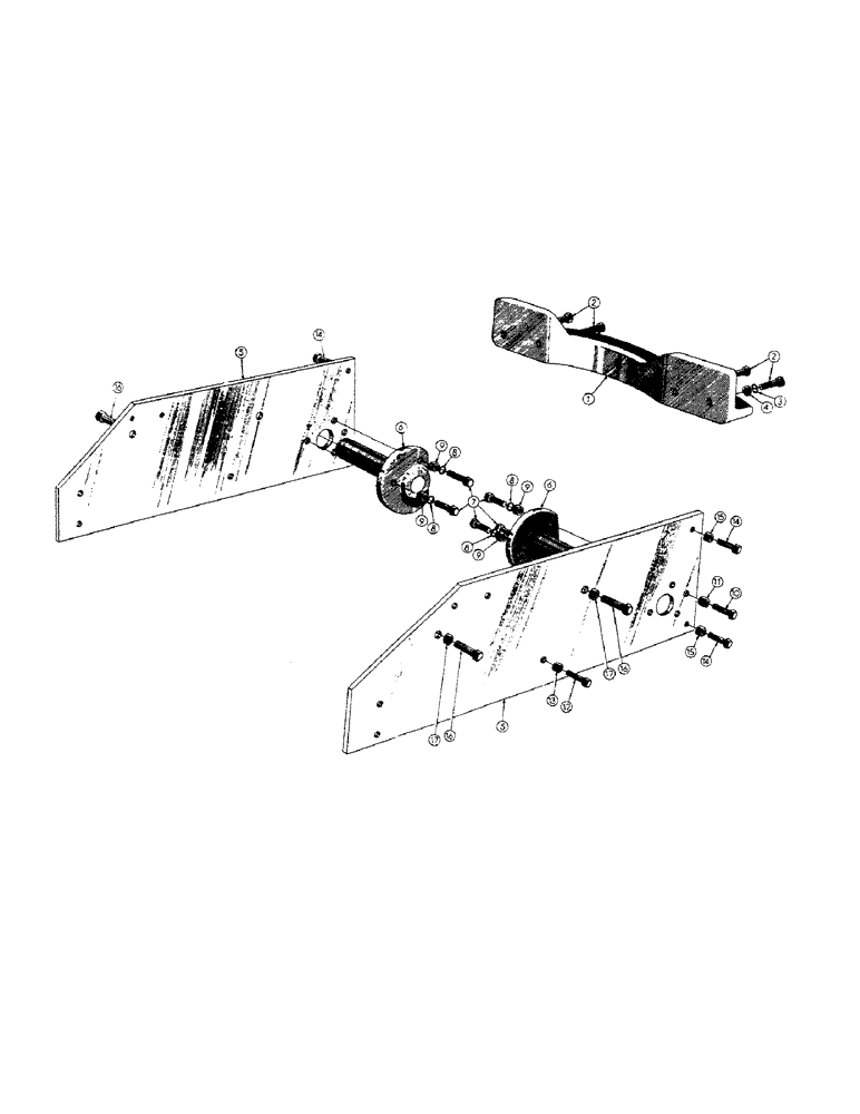 Схема запчастей Case 520 - (084[1]) - SIDE PLATE, PIVOT BAR, AND DRAWBAR GUIDE (05) - UPPERSTRUCTURE CHASSIS