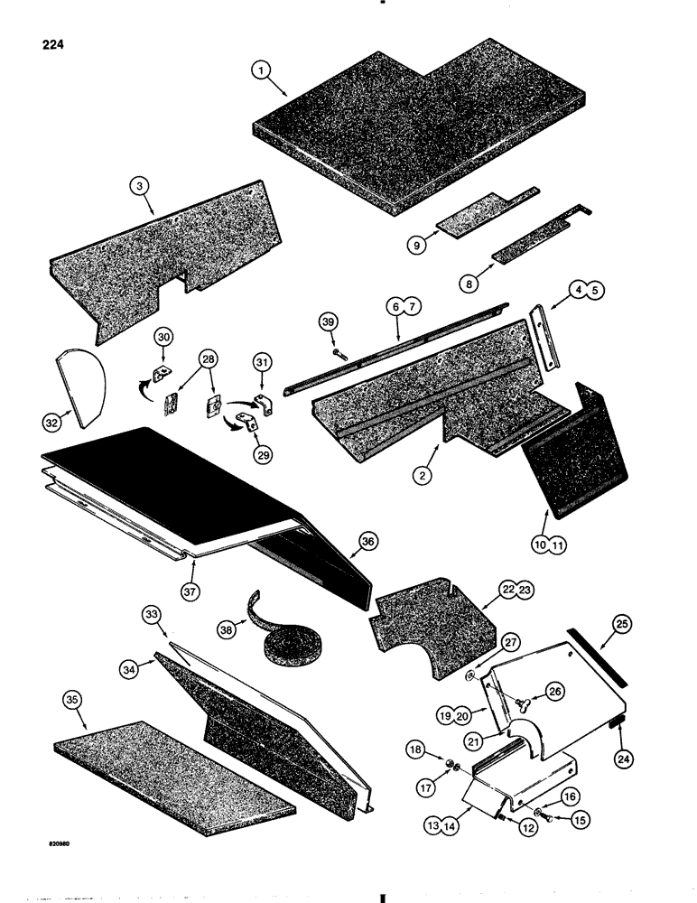 Схема запчастей Case 1845B - (224) - NOISE CONTROL PADS AND PANELS (09) - CHASSIS/ATTACHMENTS