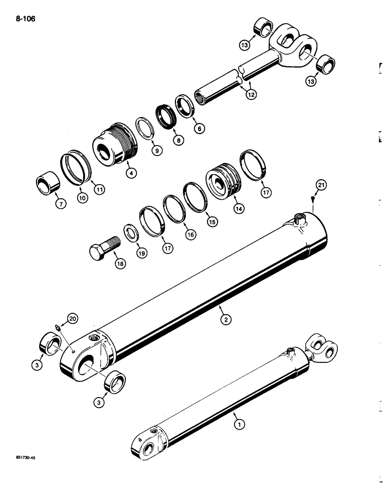 Схема запчастей Case 680L - (8-106) - LOADER LIFT CYLINDER, USED ON TRACTOR P.I.N. JJG0070523, JJG0070526, JJG0070540 & JJG0070547 & AFTER (08) - HYDRAULICS