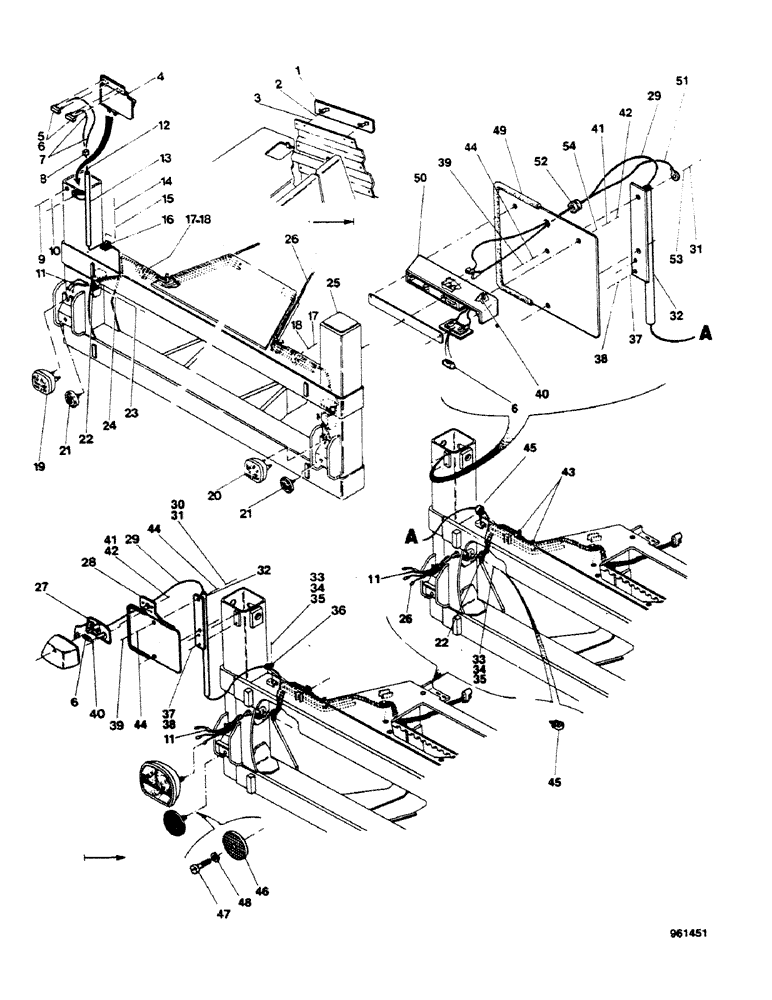 Схема запчастей Case 580G - (536) - REAR LIGHTS - NUMBER PLATES (09) - CHASSIS/ATTACHMENTS