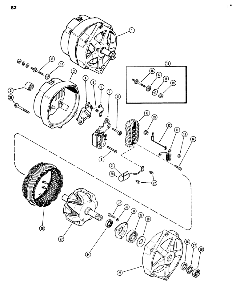 Схема запчастей Case 680G - (082) - L78103 ALTERNATOR, 40 AMPERE - 24 VOLT, U.S. STANDARD EXTERNAL THREADS (04) - ELECTRICAL SYSTEMS