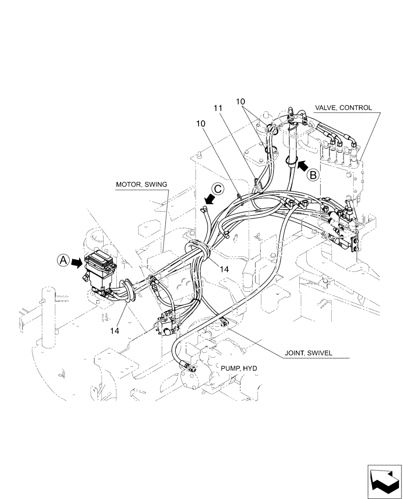 Схема запчастей Case CX50B - (01-054[01]) - CONTROL LINES, PROPEL, ANGLE DOZER (35) - HYDRAULIC SYSTEMS