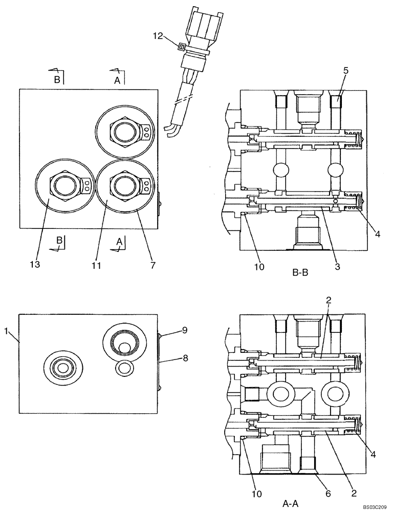 Схема запчастей Case CX75SR - (08-79) - VALVE, SOLENOID - PILOT PRESSURE, RETURN LINES (08) - HYDRAULICS