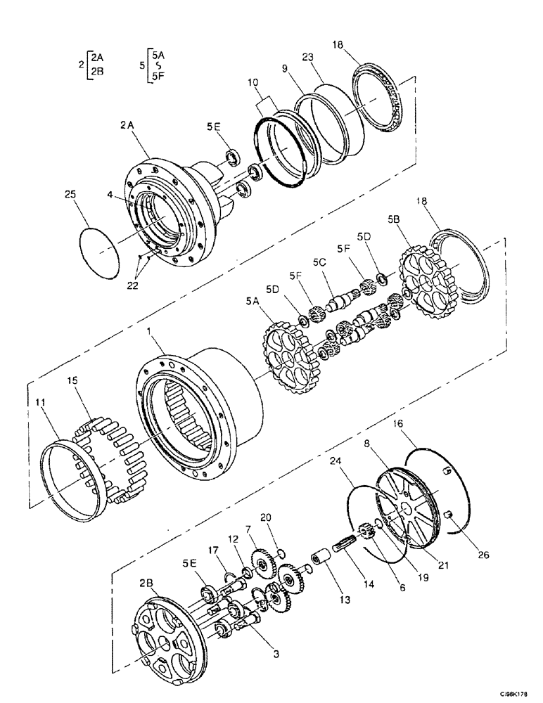 Схема запчастей Case 9007B - (6-04) - TRAVEL REDUCTION GEAR (06) - POWER TRAIN
