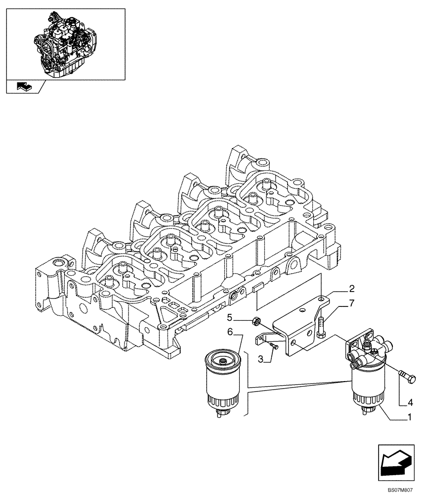 Схема запчастей Case 440CT - (03-03) - FUEL FILTER (03) - FUEL SYSTEM
