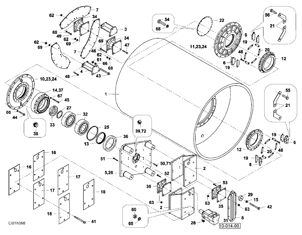 Схема запчастей Case SR20 - (12-008-00[01]) - VIBRATORY DRUM (12) - Chassis/Attachments