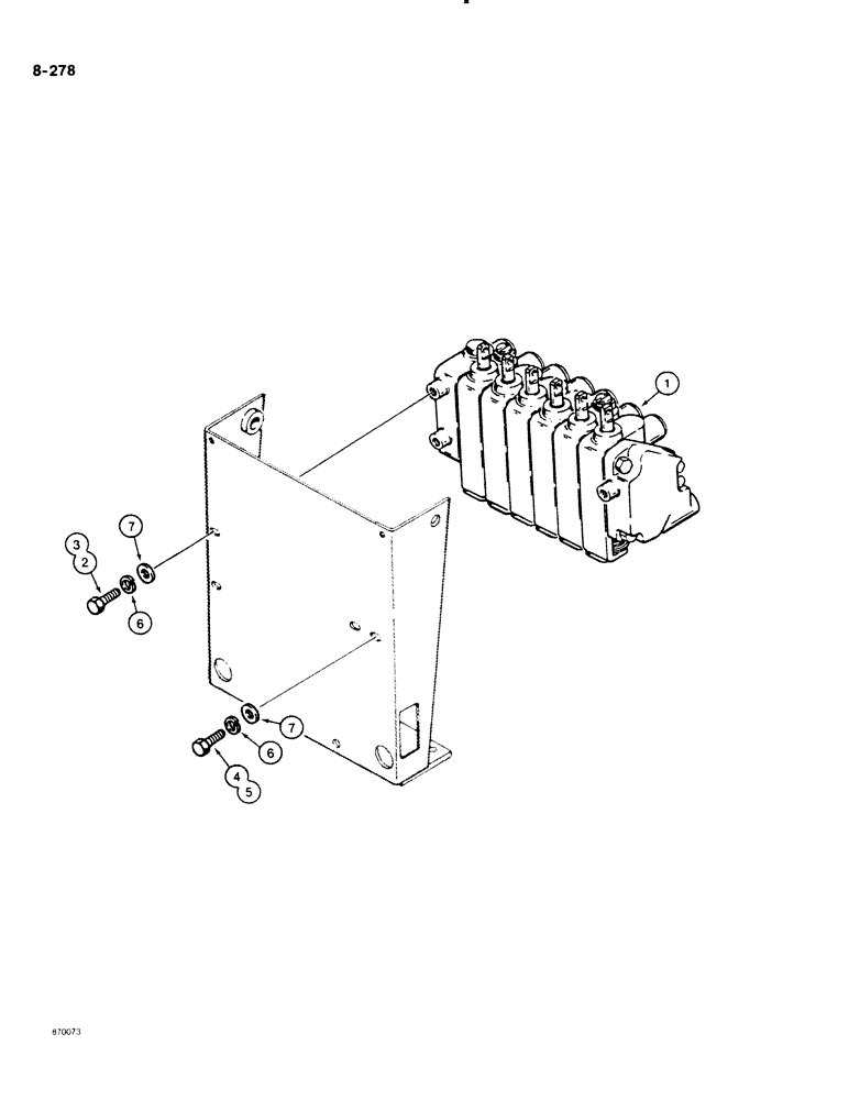 Схема запчастей Case DH4B - (8-278) - FRONT MOUNTED BACKHOE CONTROL VALVE MOUNTING (08) - HYDRAULICS