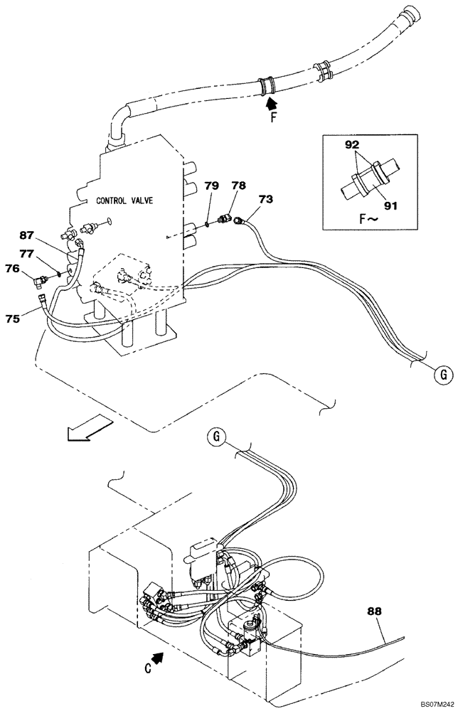 Схема запчастей Case CX135SR - (08-49) - HYDRAULICS, AUXILIARY - MULTI-PURPOSE + 3 WAY VALVE (08) - HYDRAULICS