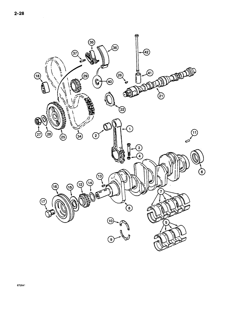 Схема запчастей Case CASE - (2-28) - CRANKSHAFT, CONNECTING RODS, CAMSHAFT, TIMING CHAIN (02) - ENGINE