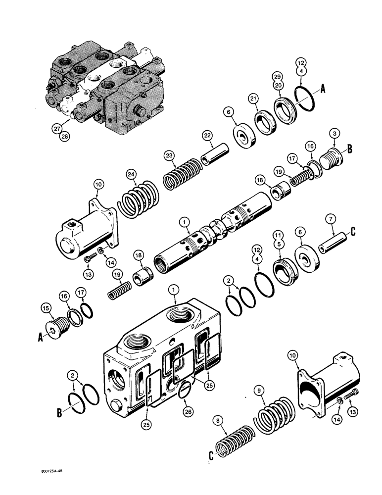 Схема запчастей Case W36 - (8-432) - L104151 AND L104152 CONTROL VALVE, N6844 BUCKET SECTION (08) - HYDRAULICS