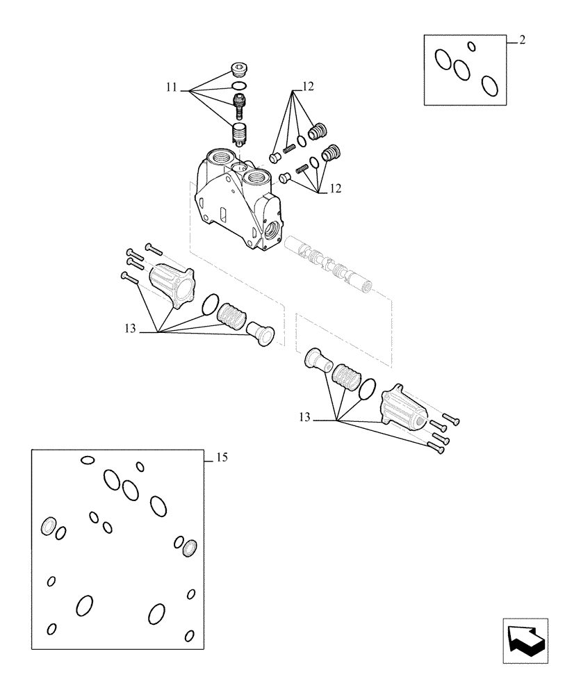 Схема запчастей Case TX945 - (9.08407[06]) - 4 SPOOL VALVE - COMPONENTS- OPTIONAL CODE 749002131 - VERSION (03-04) (35) - HYDRAULIC SYSTEMS