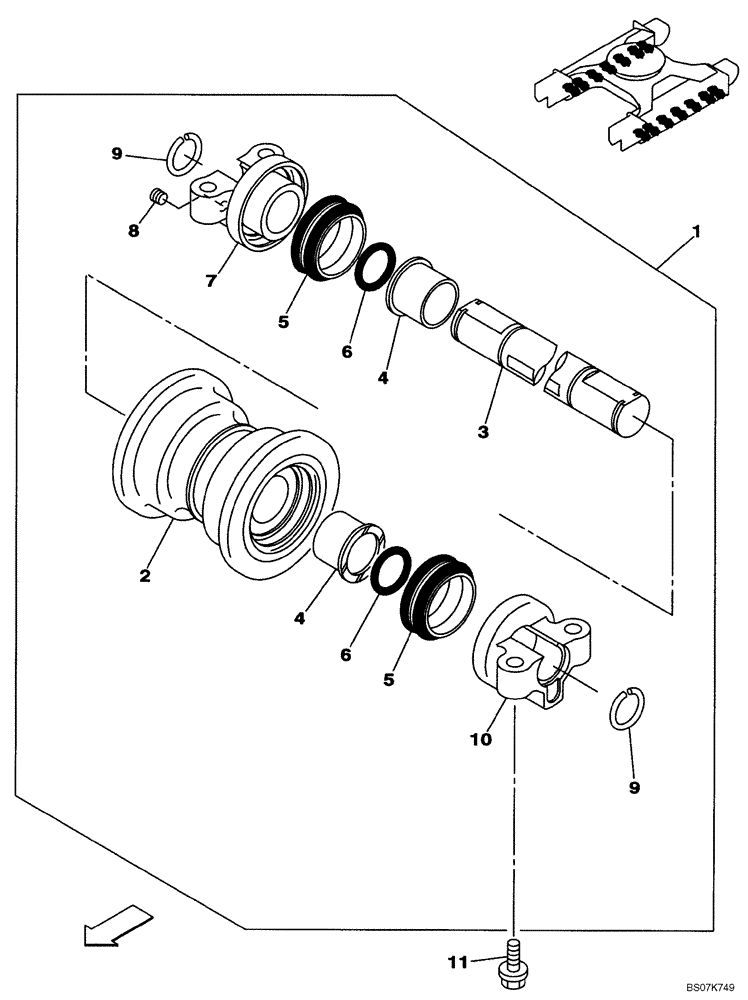 Схема запчастей Case CX225SR - (05-14) - TRACK - ROLLER, LOWER (11) - TRACKS/STEERING