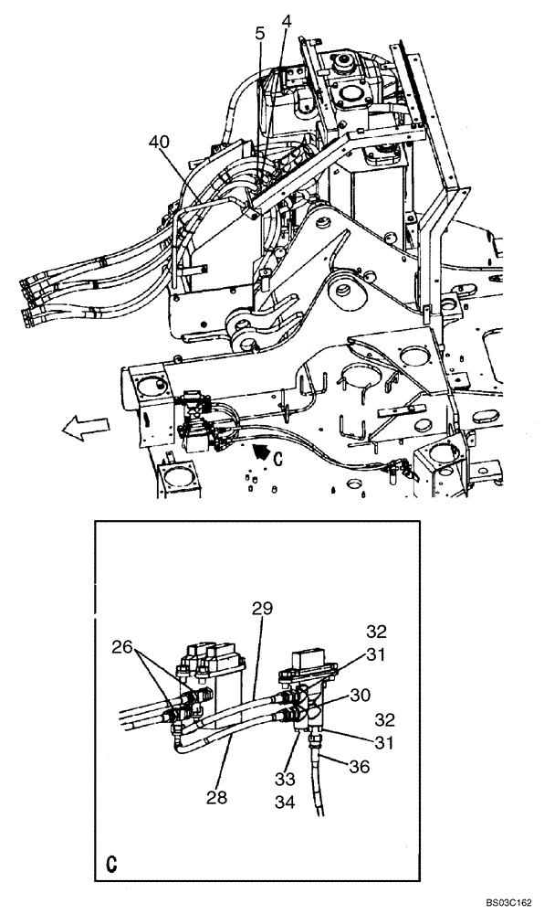 Схема запчастей Case CX75SR - (08-40) - HYDRAULICS, AUXILIARY - SINGLE ACTING CIRCUIT (08) - HYDRAULICS