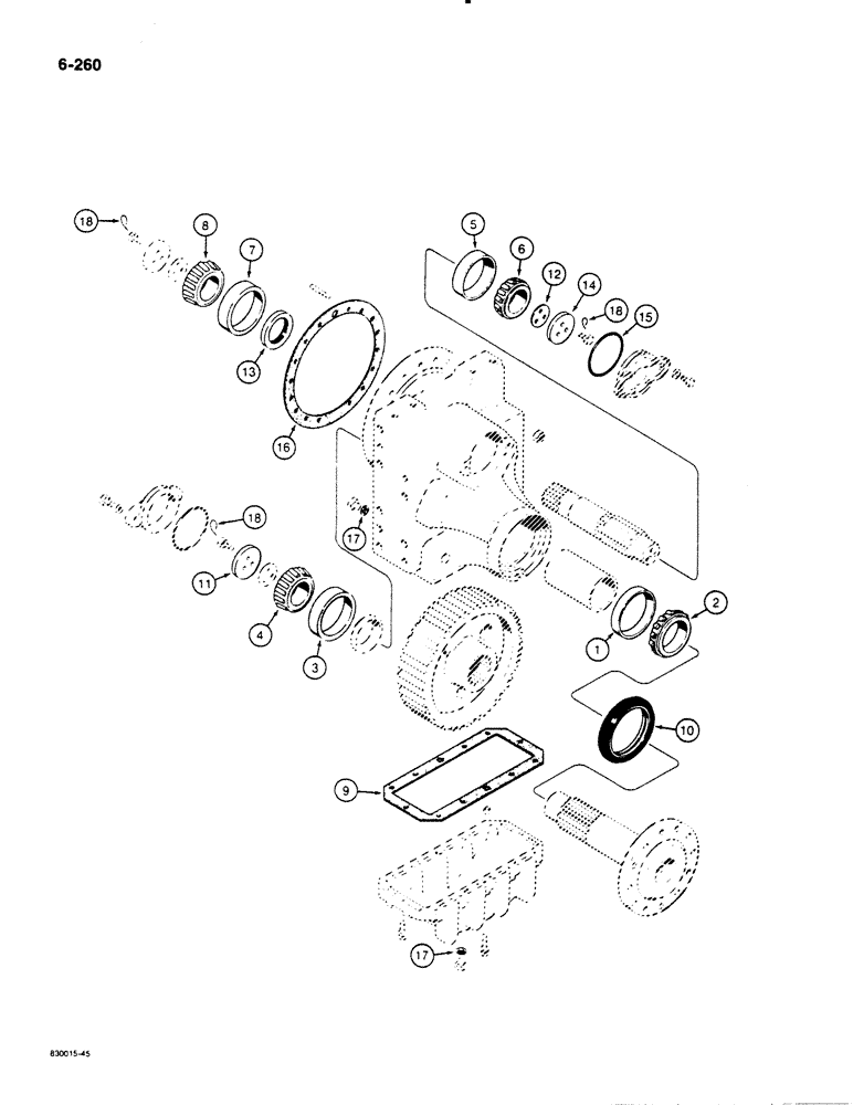 Схема запчастей Case 1450B - (6-260) - TRANSMISSION SERVICE KITS, SINGLE-REDUCTION FINAL DRIVE ASSY FOR G104460 TRANS-1450B LOADER MODELS (06) - POWER TRAIN