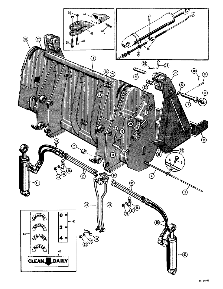 Схема запчастей Case 1000D - (208) - DROTT 4-IN-1 BUCKET (05) - UPPERSTRUCTURE CHASSIS