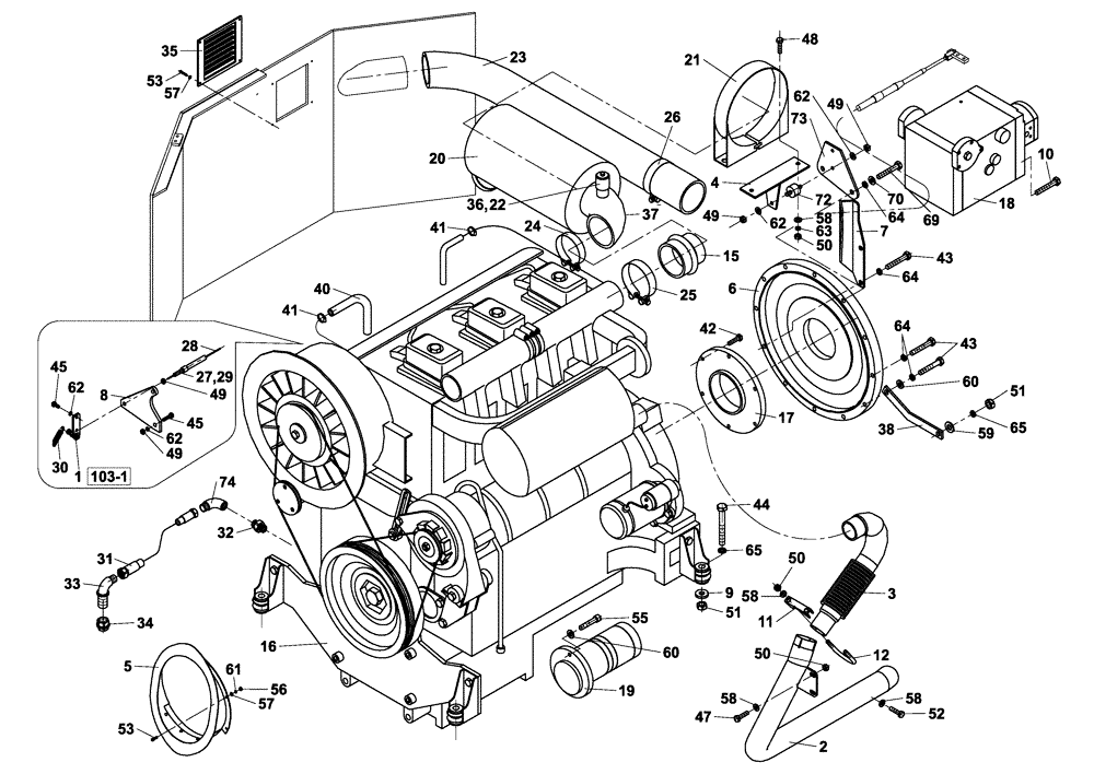 Схема запчастей Case DV204 - (02-103/4[04]) - ENGINE DEUTZ (01) - ENGINE