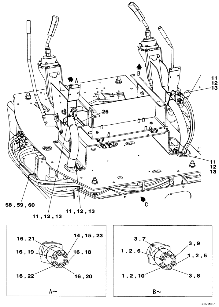 Схема запчастей Case CX135SR - (08-32) - PILOT CONTROL LINES - MODELS WITHOUT LOAD HOLD (08) - HYDRAULICS