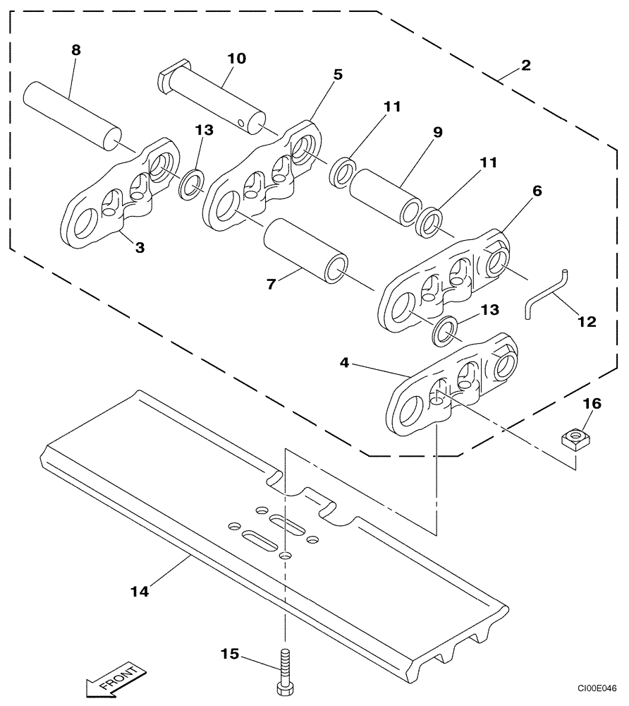 Схема запчастей Case CX210 - (05-04) - TRACK CHAINS, 600 MM (23-5/8 IN) - P.I.N DAC0721099 - DAC0721671 (11) - TRACKS/STEERING