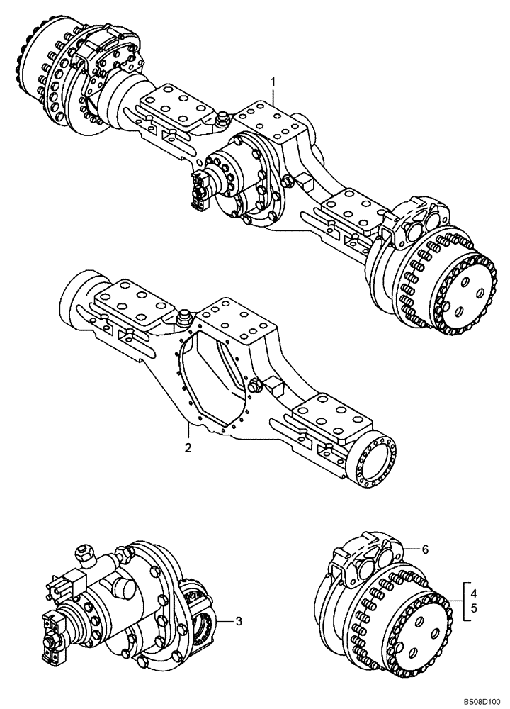 Схема запчастей Case 335B - (33A00010059[001]) - SECTION INDEX, REAR AXLE (89500423515) (11) - AXLES/WHEELS