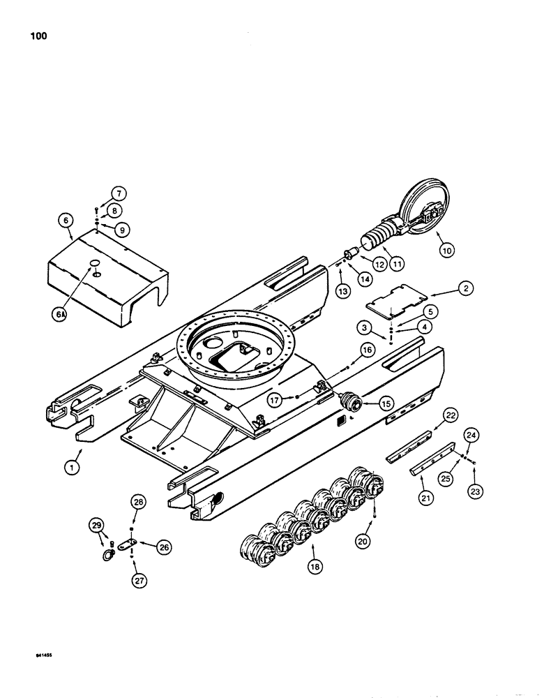Схема запчастей Case 880D - (100) - CRAWLER UNDERCARRIAGE AND TRACK FRAMES, MODELS WITHOUT LEVELER (04) - UNDERCARRIAGE