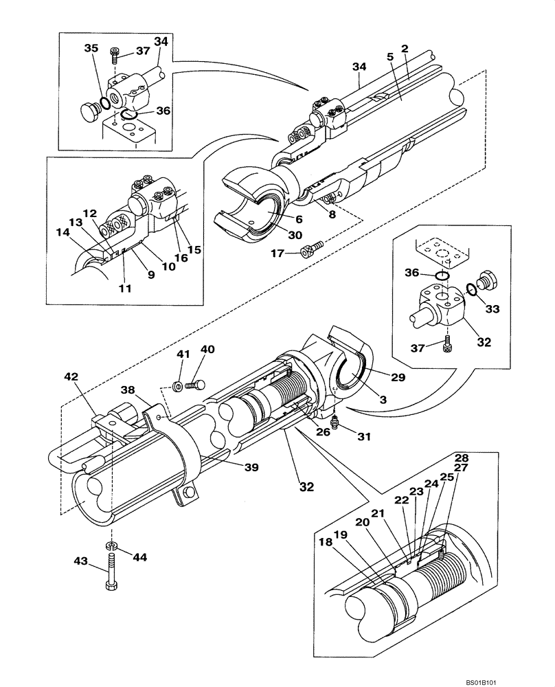 Схема запчастей Case CX160 - (08-73) - CYLINDER ASSY, BOOM, LEFT HAND - MODELS WITHOUT LOAD HOLD (08) - HYDRAULICS