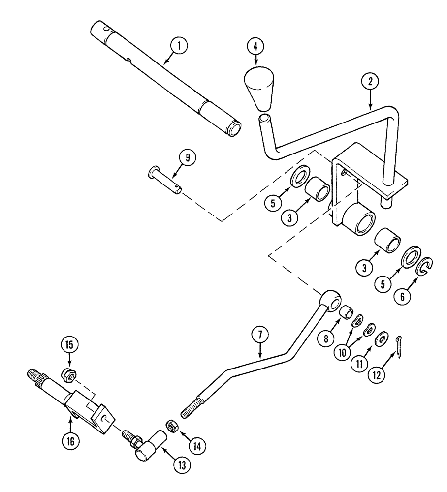 Схема запчастей Case 380B - (6-42) - TRANSMISSION RANGE SHIFT CONTROLS - WITH FORWARD AND REVERSE ATTACHMENT (06) - POWER TRAIN