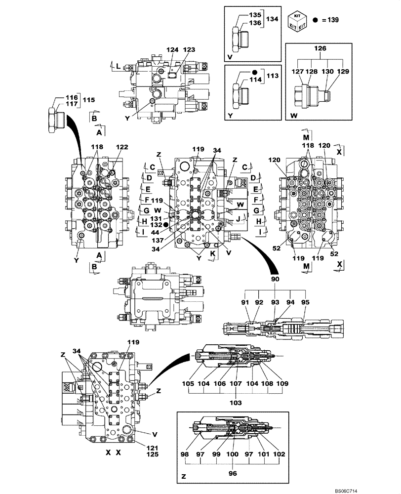 Схема запчастей Case CX330 - (08-201-00[01]) - CONTROL VALVE (08) - HYDRAULICS