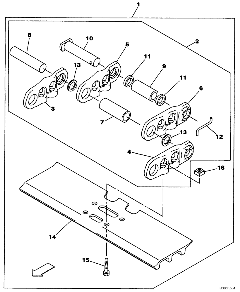 Схема запчастей Case CX210BNLC - (05-04) - TRACK CHAINS, 600 MM (23-5/8 IN) (11) - TRACKS/STEERING