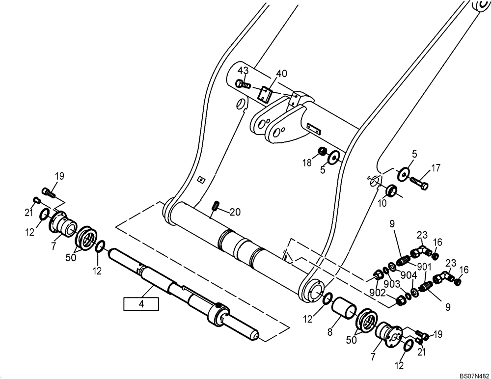 Схема запчастей Case 221D - (60.502[2990506000]) - LOADER ARM (82) - FRONT LOADER & BUCKET