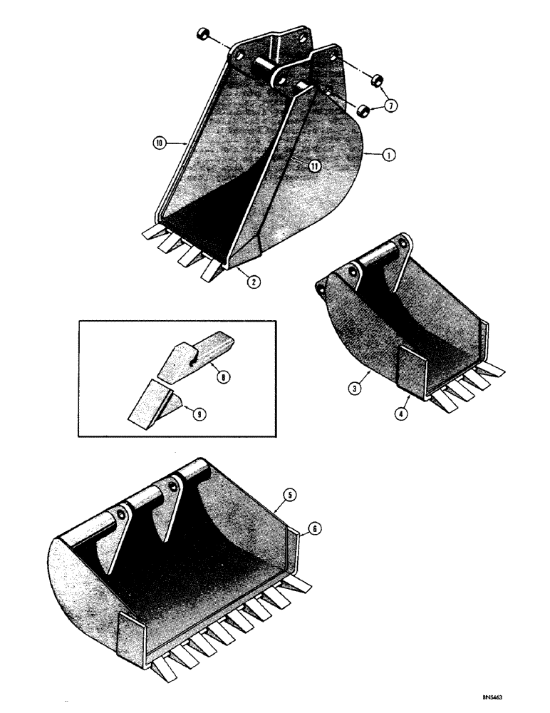 Схема запчастей Case 310F - (242) - BACKHOE BUCKETS (OPTIONAL EQUIPMENT), TRENCHING BUCKETS (MACHINERY ITEMS) (12) - Chassis/Attachments