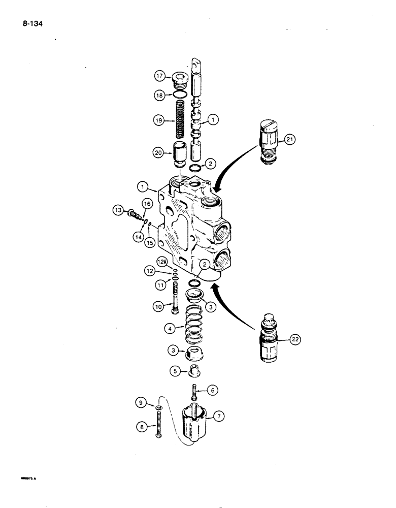 Схема запчастей Case 855D - (8-134) - D87078 AND D88766 AUXILIARY SECTIONS RIPPER, CLAM BUCKET, OR OTHER AUX. EQUIPMENT (08) - HYDRAULICS