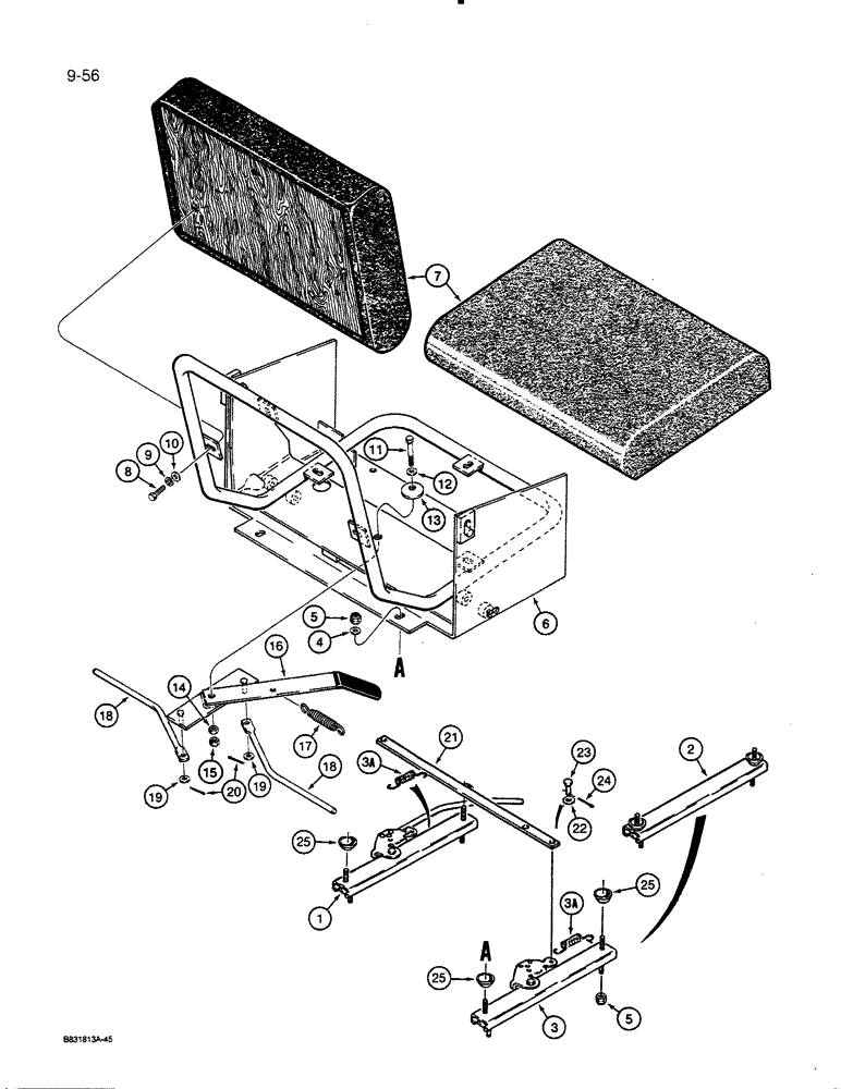 Схема запчастей Case 455C - (9-56) - SEAT USED ON MODELS WITH A BACKHOE (09) - CHASSIS/ATTACHMENTS