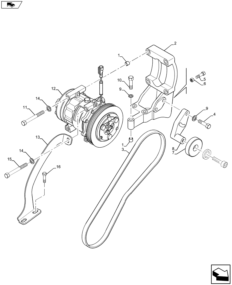 Схема запчастей Case 590SN - (50.200.02) - CAB AIR CONDITIONING (HOT/COLD) - COMPRESSOR TO RADIATOR PIPES (50) - CAB CLIMATE CONTROL