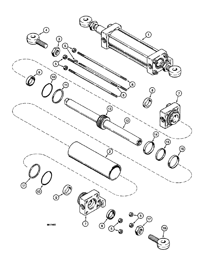 Схема запчастей Case 580L - (5-12) - STEERING CYLINDER, *TWO WHEEL DRIVE FRONT AXLE (05) - STEERING
