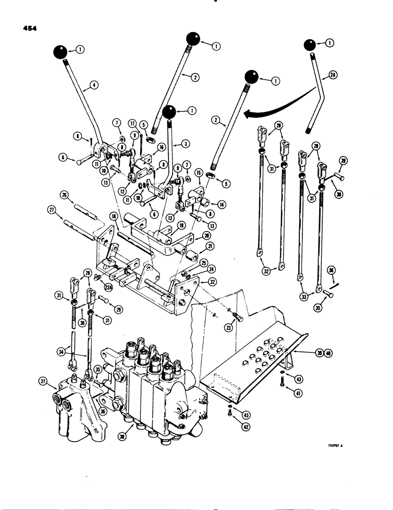 Схема запчастей Case 580C - (454) - BACKHOE CONTROLS WITH HAND SWING (09) - CHASSIS/ATTACHMENTS