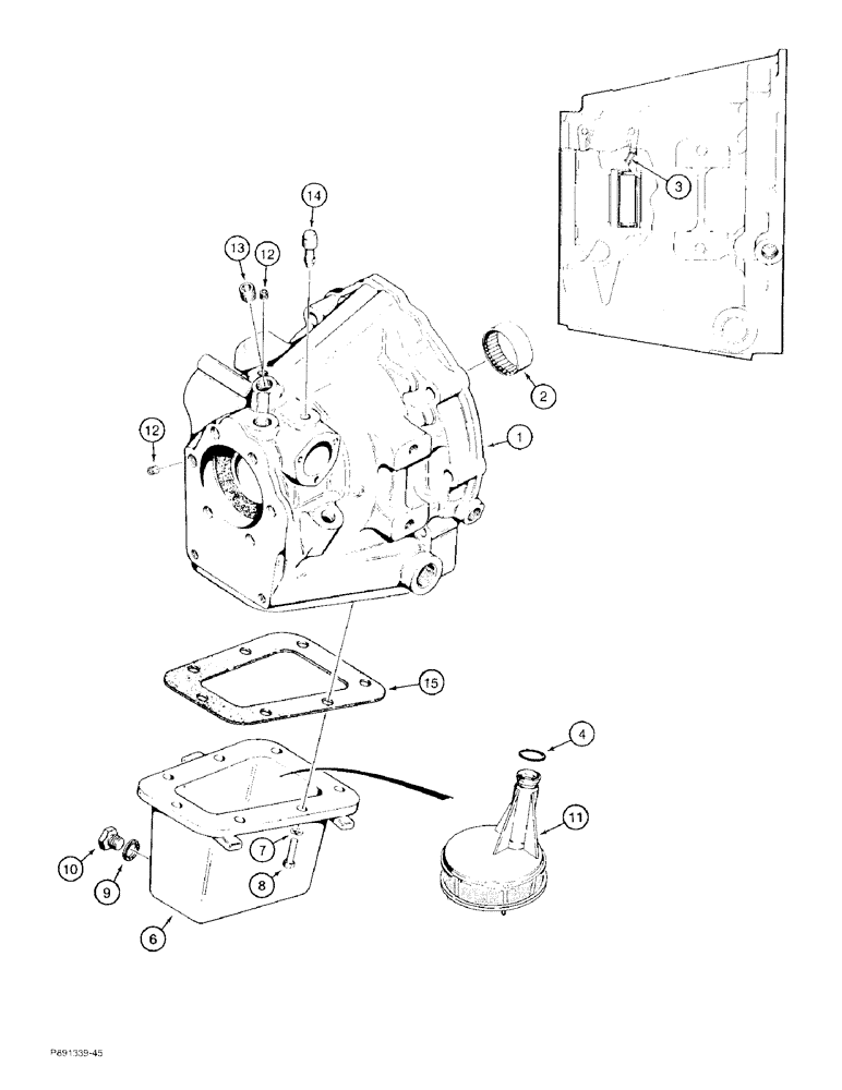 Схема запчастей Case 480F LL - (6-10) - POWER SHUTTLE, HOUSING AND OIL PAN (06) - POWER TRAIN
