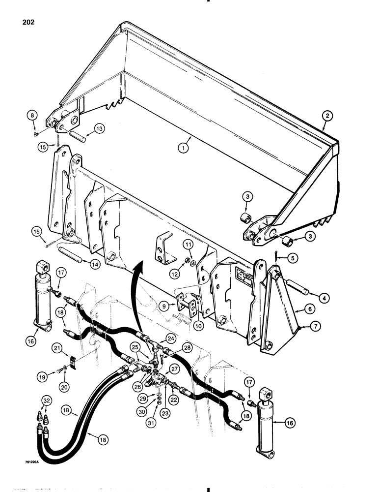 Схема запчастей Case 1845B - (202) - CLAM BUCKET (09) - CHASSIS/ATTACHMENTS