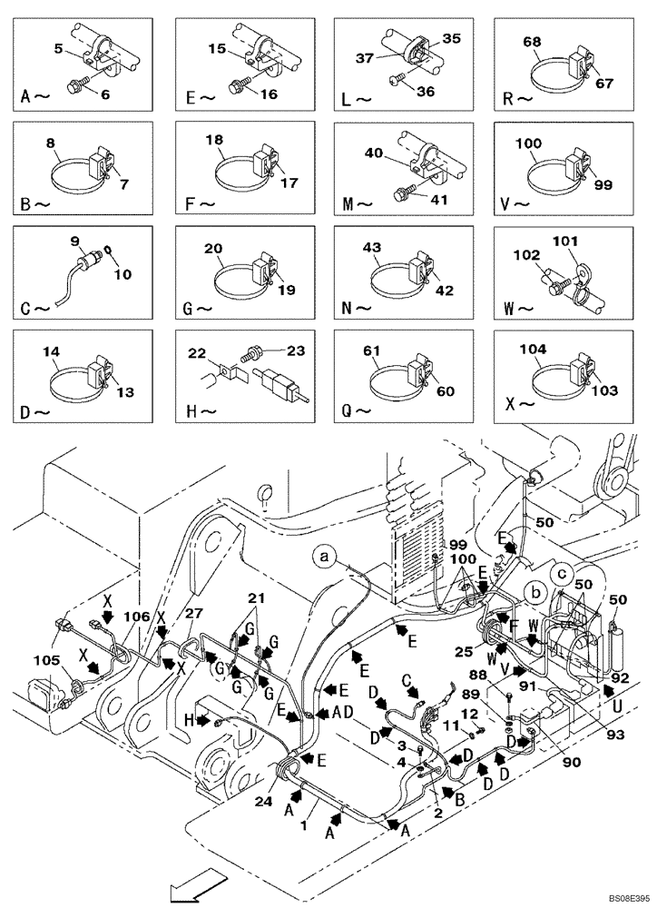 Схема запчастей Case CX700B - (04-03) - HARNESS, MAIN - CLAMPS AND RETAINERS (04) - ELECTRICAL SYSTEMS