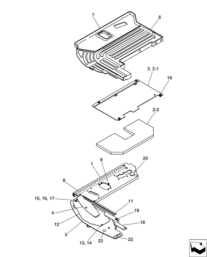 Схема запчастей Case CX50B - (01-055) - PLATE GROUP, FLOOR, CAB (90) - PLATFORM, CAB, BODYWORK AND DECALS