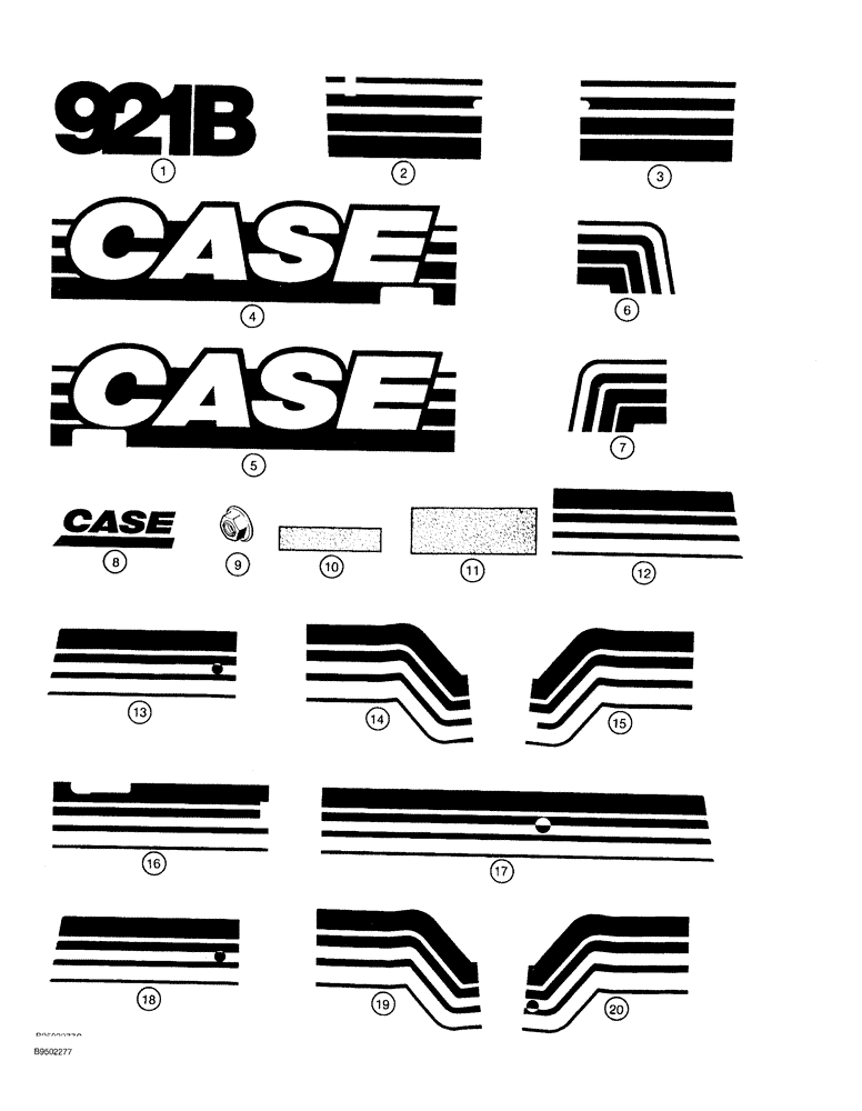 Схема запчастей Case 921B - (9-080) - DECALS (09) - CHASSIS/ATTACHMENTS