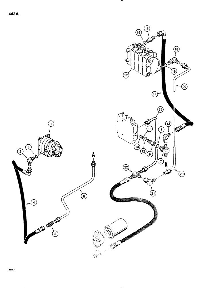 Схема запчастей Case P60 - (443A) - BACKHOE PUMP, PRESSURE, AND RETURN HYDRAULIC CIRCUIT, DEUTZ DIESEL ENGINE SER. NO. 1232821 AND AFTER (35) - HYDRAULIC SYSTEMS